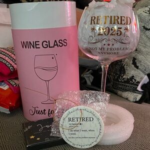 Retired 2025 Gold Lettering Wine Glass - ceramic retired ornament